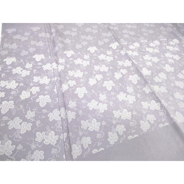 平和屋着物▽訪問着 単衣 お召地 葡萄蔦の葉文 正絹 逸品 DAAV5925az