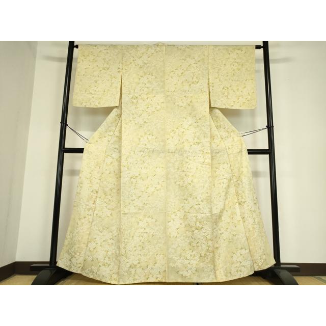 平和屋着物▽上質なお召　単衣　草花文　正絹　逸品　DAAV5974az 平和屋着物▽上質なお召 単衣 草花文 正絹 逸品 DAAV5974az : 平和屋