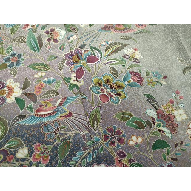 平和屋着物○訪問着 更紗鳳凰花文 暈し染め 金彩 正絹 逸品