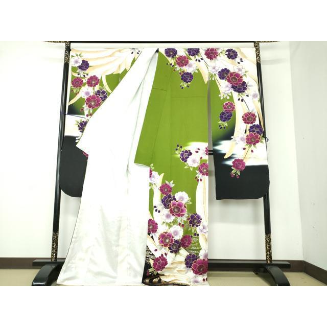 平和屋着物○豪華振袖 駒刺繍 流水桜 暈し染め 金銀彩 正絹
