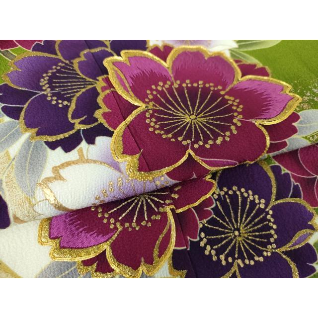 平和屋着物●豪華振袖　駒刺繍　流水桜　暈し染め　金銀彩　正絹　逸品　DAAV6676ps 平和屋着物○豪華振袖 駒刺繍 流水桜 暈し染め 金銀彩 正絹