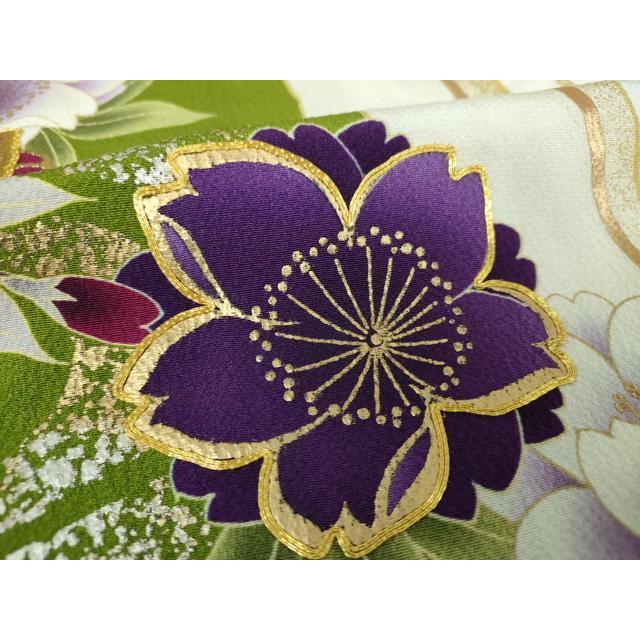 平和屋着物○豪華振袖 駒刺繍 流水桜 暈し染め 金銀彩 正絹