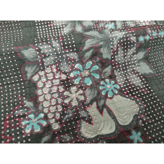 平和屋着物○上質な小紋 葡萄蔦の葉花文 成り物 正絹