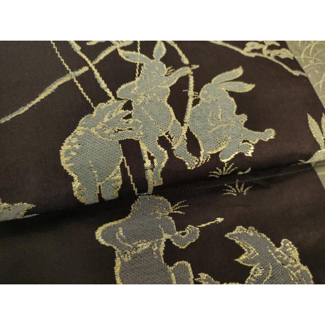 平和屋着物○つけ帯 唐織 鳥獣戯画 金糸 正絹 逸品 DAAV6722ps