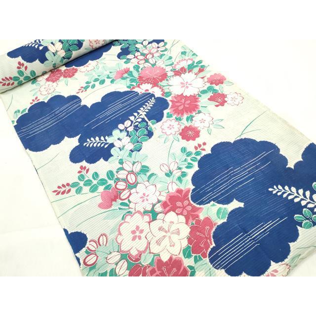 平和屋着物＊夏物 アンティーク 大正ロマン 小紋 反物 着尺 絽 草花雲