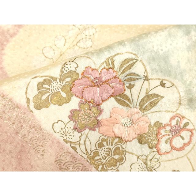 平和屋着物○創業460年・千總 訪問着 絞り 駒刺繍 草花文 金彩 高島屋