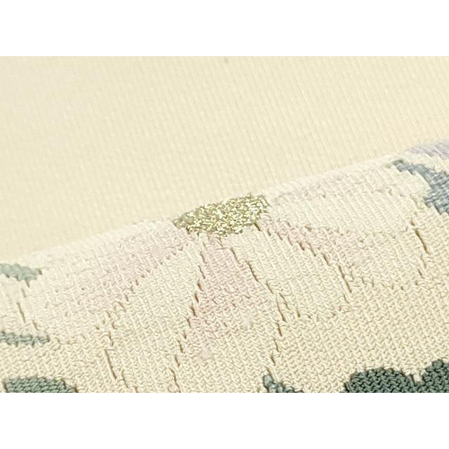 平和屋着物●爪掻き本綴れ　八寸名古屋帯　草花竹文　薄卵色　金糸　正絹　逸品　DAAV9027ob 平和屋着物○爪掻き本綴れ 八寸名古屋帯 草花竹文 薄