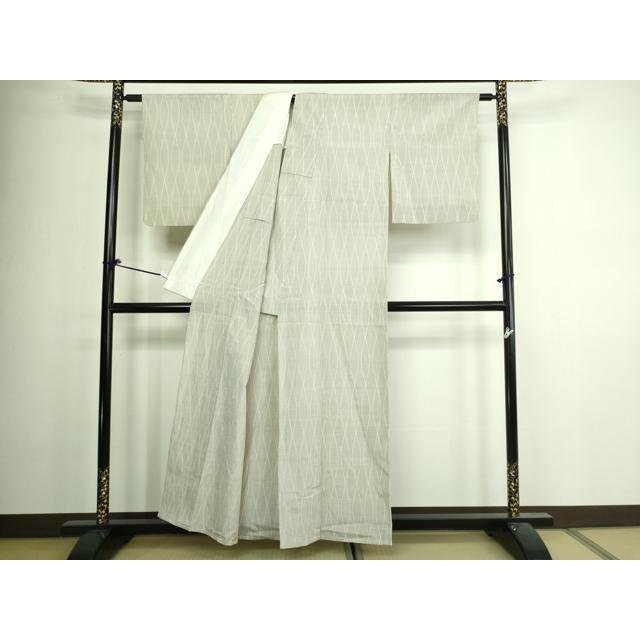 平和屋着物▽本塩沢　単衣　変わり間道　正絹　逸品　DAAV9935sf