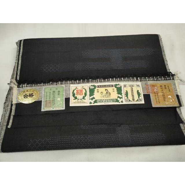 平和屋着物○本場結城紬 重要無形文化財 解き反物 着尺 100亀甲 エ