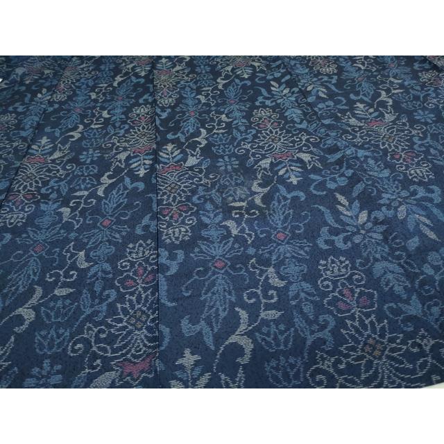 平和屋着物▽本場大島紬　薩摩結城　単衣　洋花文　正絹　逸品　DAAW9223sf 平和屋着物▽本場大島紬 薩摩結城 単衣 洋花文 正絹 逸品 DAAW9223sf