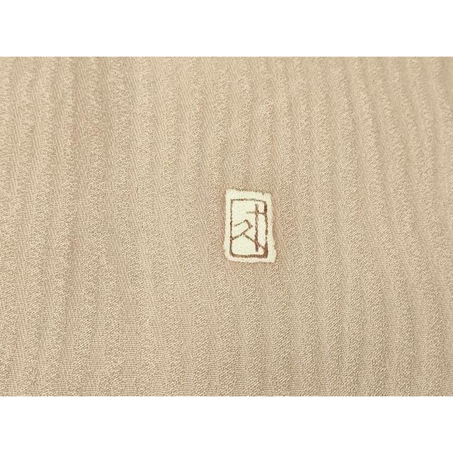 平和屋着物▽加賀友禅の巨匠 初代 由水十久監修 色無地 単衣 縞地紋 白