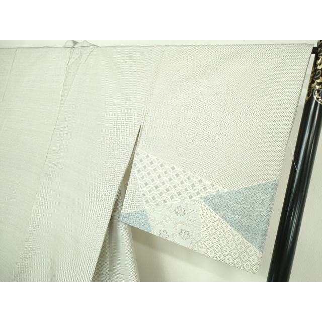 平和屋着物▽訪問着　結城紬　単衣　100亀甲　唐草文　正絹　逸品　DAAW9422sf 平和屋着物▽訪問着 結城紬 単衣 100亀甲 唐草文 正絹 逸品 DAAW9422sf
