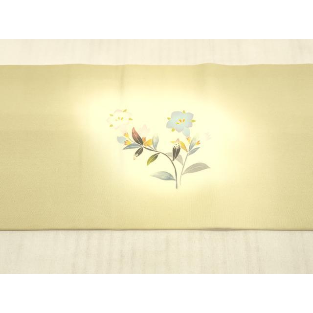 平和屋着物●塩瀬　九寸名古屋帯　友禅　作家物　草花文　正絹　逸品　DAAX0072cm 平和屋着物○塩瀬 九寸名古屋帯 友禅 作家物 草花文 正絹 逸品