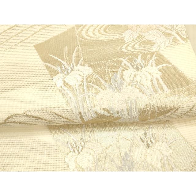 平和屋着物＊夏物 六通柄袋帯 流水草花文 金銀糸 正絹 逸品
