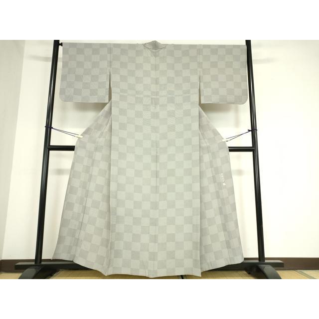 平和屋着物▽保科土山　江戸小紋　単衣　角通し　市松柄　正絹　逸品　DAAX3093az