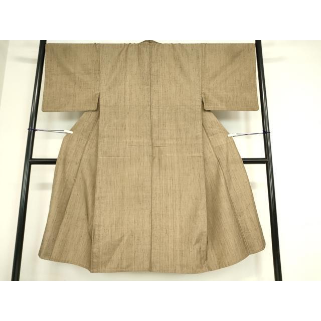 平和屋着物▽男性　紬　単衣　朽葉色　正絹　逸品　DAAX3099az_1
