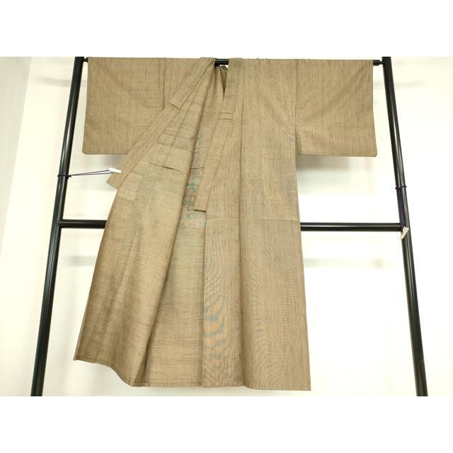 平和屋着物▽男性　紬　単衣　朽葉色　正絹　逸品　DAAX3099az_2