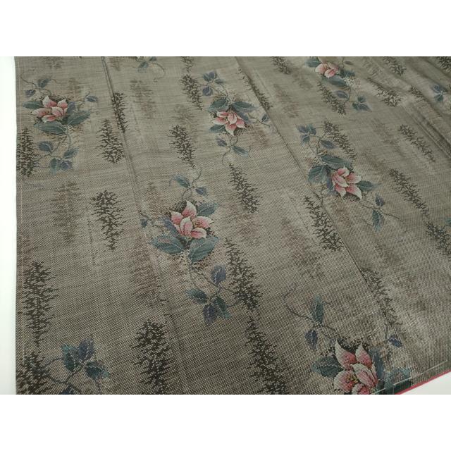 平和屋着物○本場大島紬 9マルキ 古代染色純泥染 花唐草文 高橋一郎絹