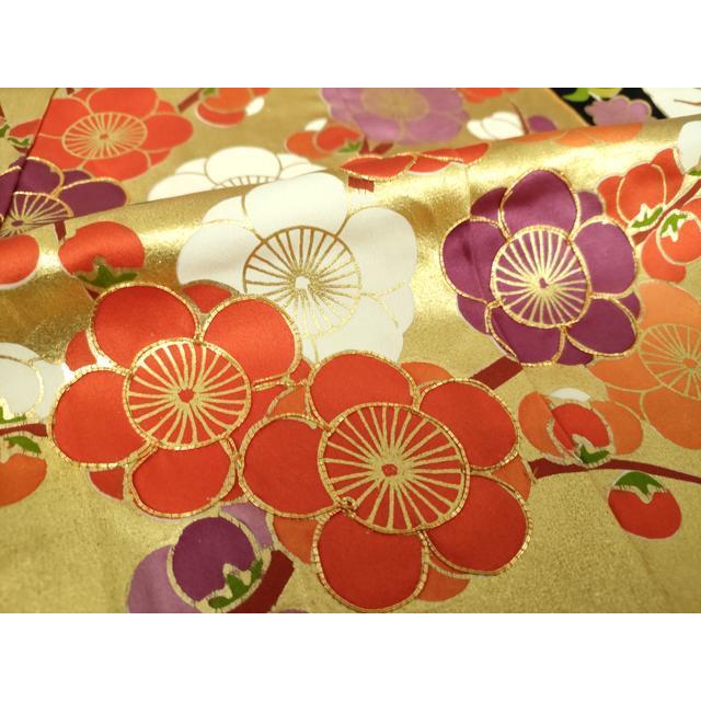 平和屋着物○豪華振袖 駒刺繍 亀甲飛鶴吉祥花文 本金箔