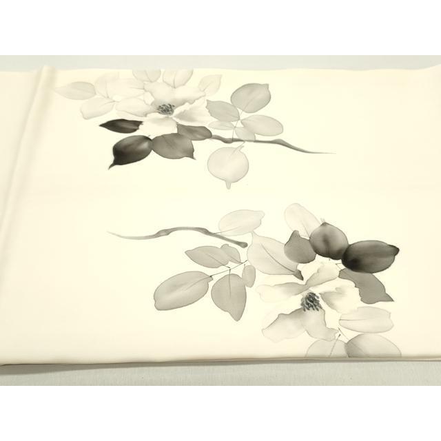 平和屋着物○塩瀬 九寸開き名古屋帯 作家物 手描き 枝花文 金彩 正絹 