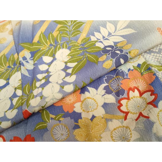 平和屋着物●アンティーク　大正ロマン　小振袖　立波草花文　正絹　逸品　DAAY5442ud 平和屋着物○アンティーク 大正ロマン 小振袖 立波草花文 正絹 逸品