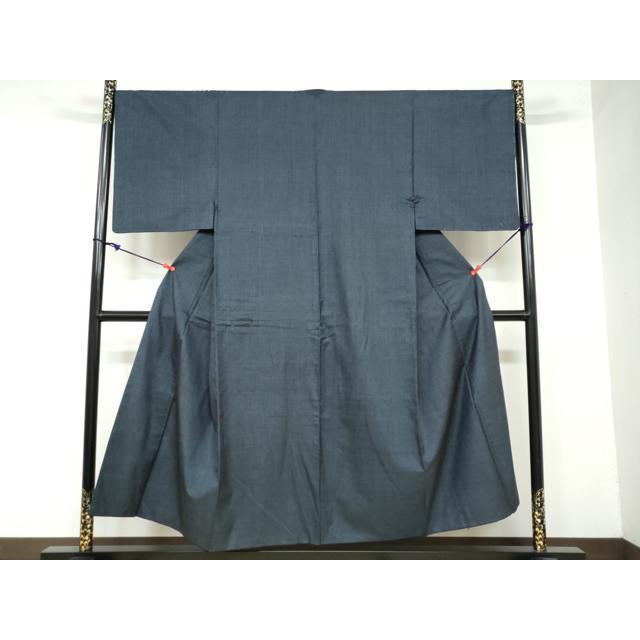 平和屋着物○男性 紬 アンサンブル 長襦袢（無双仕立て）セット 濃藍色