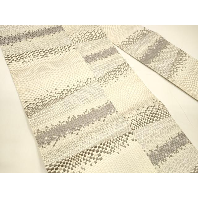 平和屋着物●本場筑前博多織　八寸名古屋帯　抽象文様　正絹　逸品　DAAY8105cm 平和屋着物○本場筑前博多織 八寸名古屋帯 抽象文様 正絹 逸品