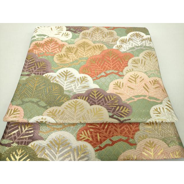 平和屋着物●佐賀錦　つけ帯　唐織　能衣若松重ね文　金糸　正絹　逸品　DAAZ0249ps 平和屋着物○佐賀錦 つけ帯 唐織 能衣若松重ね文 金糸 正絹 逸品