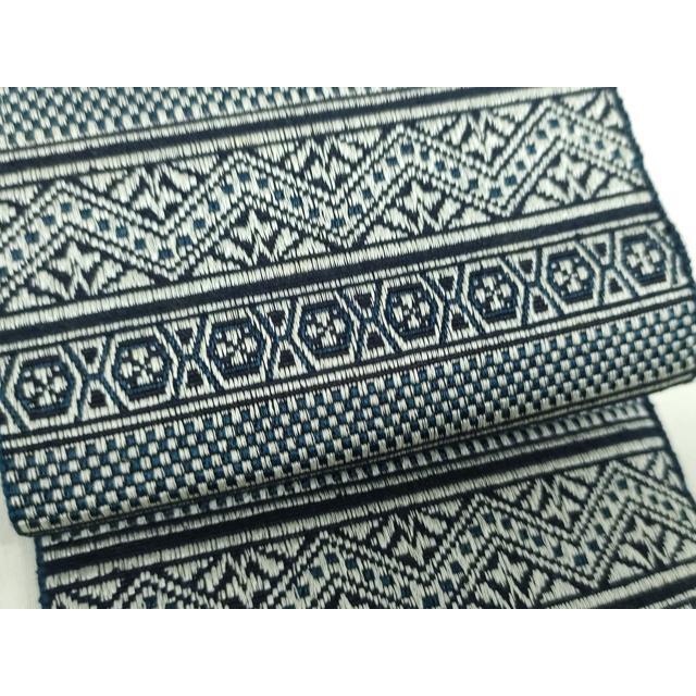 平和屋着物○男性 両面 角帯 紬地 横段文 正絹 逸品 DAAY0338ob