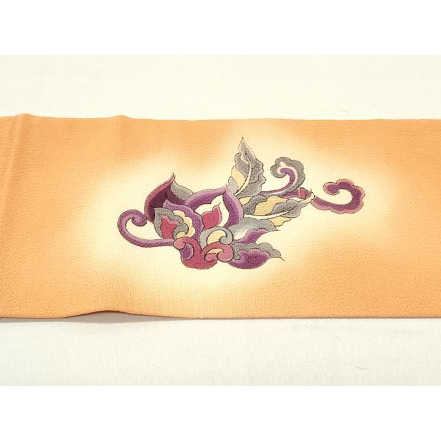 平和屋着物●全通柄　九寸名古屋帯　型染め　風景花鳥文　鬼しぼ縮緬　正絹　逸品　CABD0594hy 平和屋着物▽上質な小紋 単衣 型染め 風景花文 鬼しぼ縮緬 やまと誂製