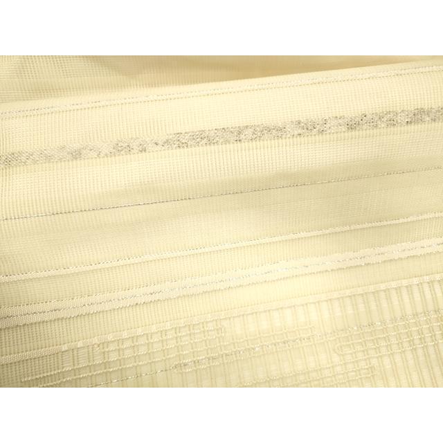 平和屋着物＊夏物 九寸名古屋帯 横段文 銀糸 正絹 逸品 DABA0498cm