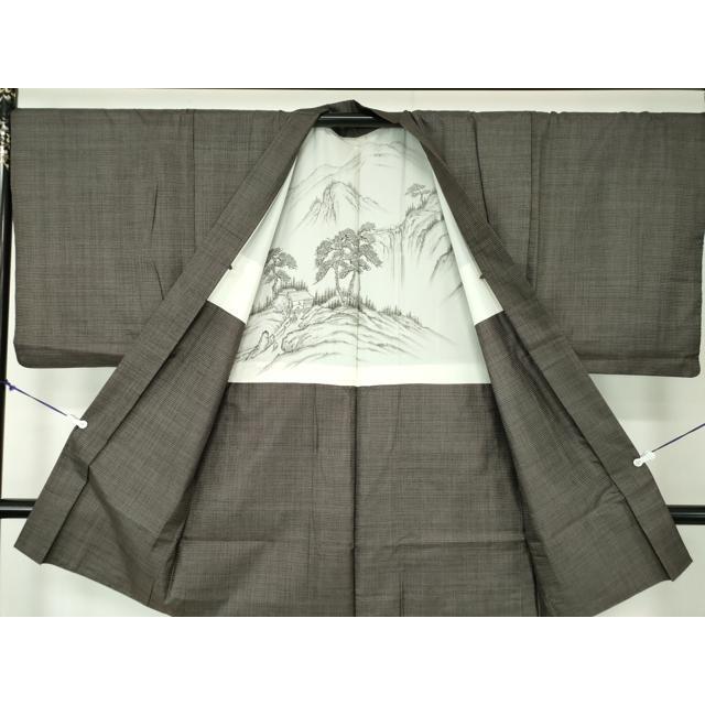 平和屋着物○男性 紬 アンサンブル 色無地 藍鼠色 正絹 逸品