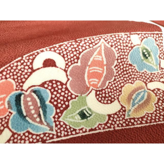 平和屋着物●九寸名古屋帯　型染　草木手染　更紗花鳥文　鬼しぼ縮緬　正絹　逸品　DABA1830ps