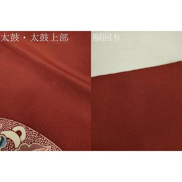 平和屋着物●九寸名古屋帯　型染　草木手染　更紗花鳥文　鬼しぼ縮緬　正絹　逸品　DABA1830ps
