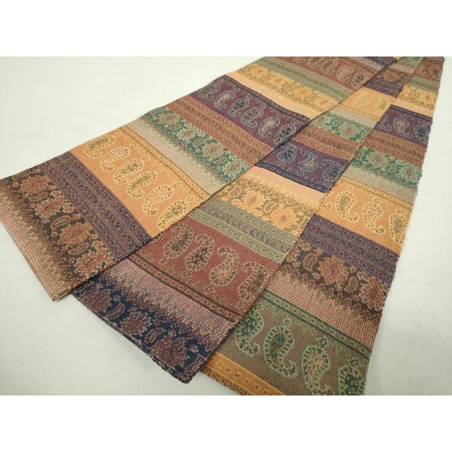 平和屋着物●織物一筋名門　織悦　半幅帯　ペイズリー花文　正絹　逸品　DABA1856ps