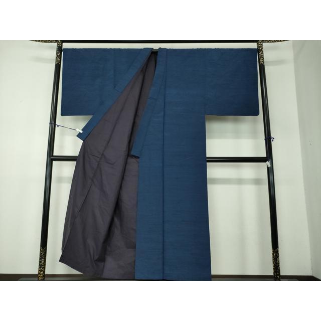 平和屋着物●男性　貴峰紬　アンサンブル　長羽織　紺地　証紙付き　正絹　逸品　DABA1875ps 平和屋着物○男性 貴峰紬 アンサンブル 長羽織 紺地 証紙付き 正絹