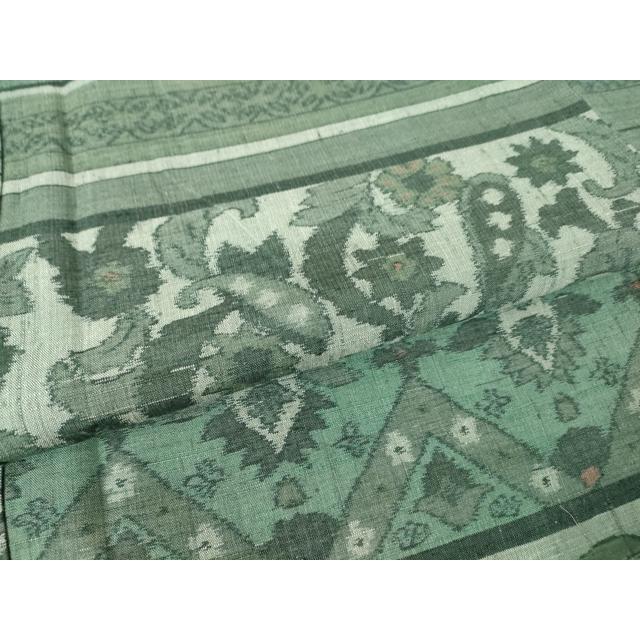 平和屋着物●本真綿紬　本草木染　コプト裂　横段更紗文　証紙付き　正絹　逸品　未使用　DABA4109az