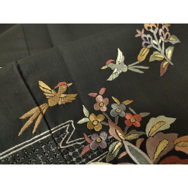 平和屋着物○中国三大刺繍 スワトウ刺繍 汕頭刺繍 訪問着 本場大島紬