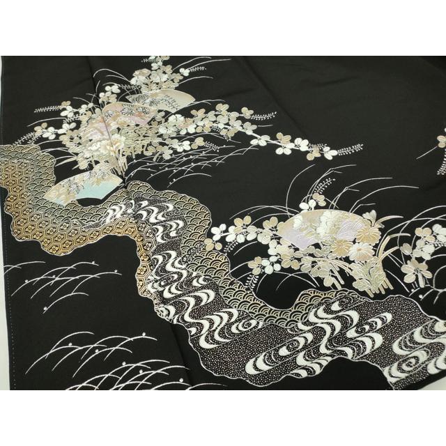 平和屋着物○金彩友禅 卓越技能者・名工・和田光正 黒留袖 地紙花文 