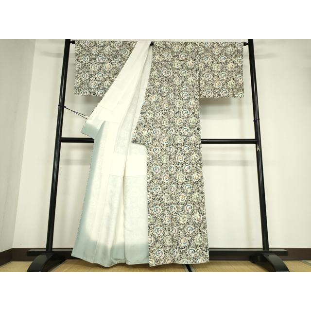 平和屋着物○極上 本場琉球紅型 小紋 笹竹丸文 正絹 逸品 DABA4646az