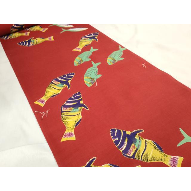 平和屋着物∴夏物 浴衣 反物 着尺 KENZO 高田賢三 魚 綿 逸品 未使用