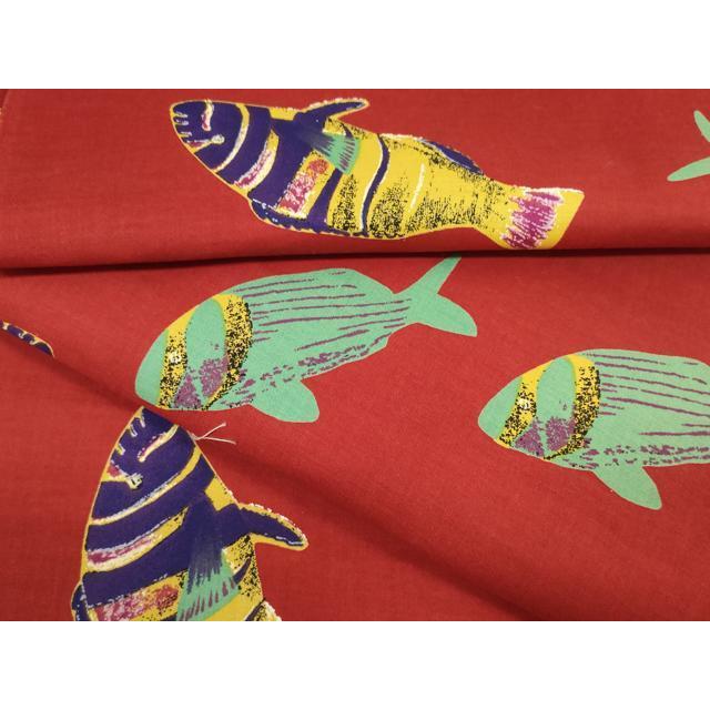 平和屋着物∴夏物 浴衣 反物 着尺 KENZO 高田賢三 魚 綿 逸品 未使用