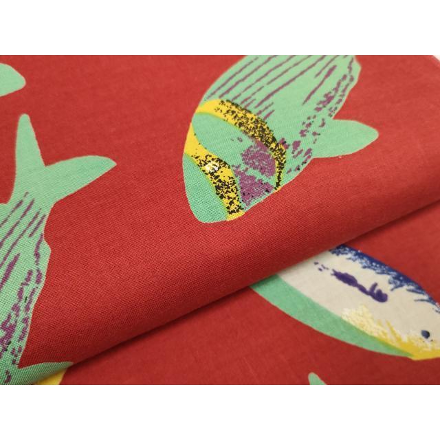 平和屋着物∴夏物 浴衣 反物 着尺 KENZO 高田賢三 魚 綿 逸品 未使用
