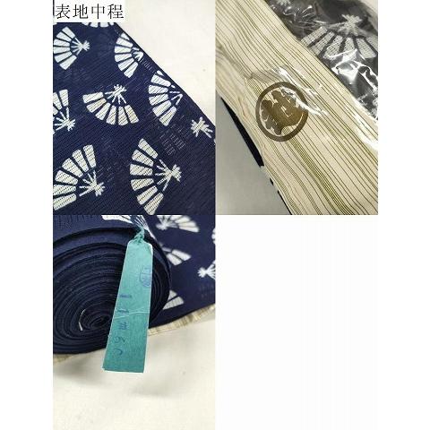 平和屋着物＊夏物 竺仙 浴衣 反物 着尺 綿絽 扇面散らし 三越扱い 証紙