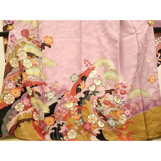 平和屋着物○紫綬褒章 巨匠『岩田専太郎』 振袖 駒刺繍 立波梅松文 暈