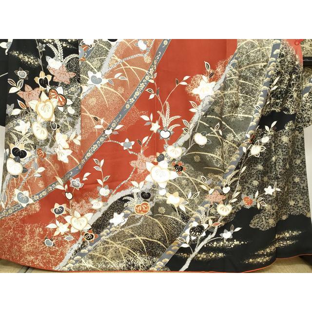 平和屋着物●豪華振袖　草花文　金彩　やまと誂製　正絹　逸品　DABB0395ud