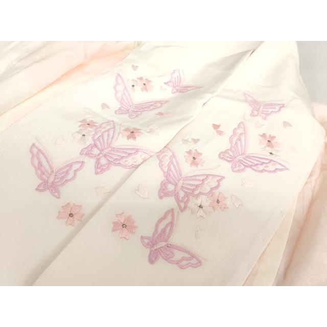 平和屋着物●振袖用長襦袢　袷　御所車草花地紋　暈し染め　半衿刺繍　正絹　逸品　DABB0436ud 平和屋着物○振袖用長襦袢 袷 御所車草花地紋 暈し染め 半衿刺繍 正絹