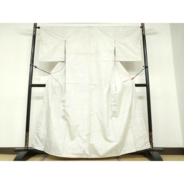 平和屋着物●本場大島紬　白大島　一元7マルキ　草花文　正絹　逸品　AABF0016ph 平和屋着物○本場大島紬 白大島 9マルキ 流水草花文 正絹 逸品 未使用