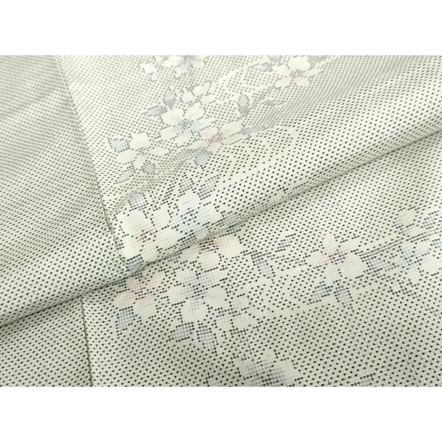 平和屋着物●極上　本場大島紬　白大島　7マルキ　草花文　逸品　未使用　DZAB2131kh6 平和屋着物○本場大島紬 白大島 9マルキ 流水草花文 正絹 逸品 未使用