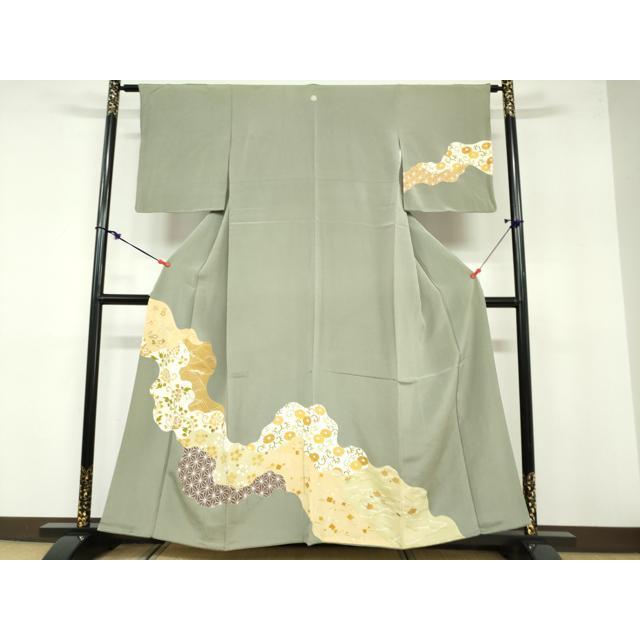 b927 正絹　単衣　訪問着　宝尽くし　金銀彩　ラメ　極美品　着物 平和屋着物○極上 銀座 志ま亀 訪問着 金彩 正絹 逸品 DABB0585ud
